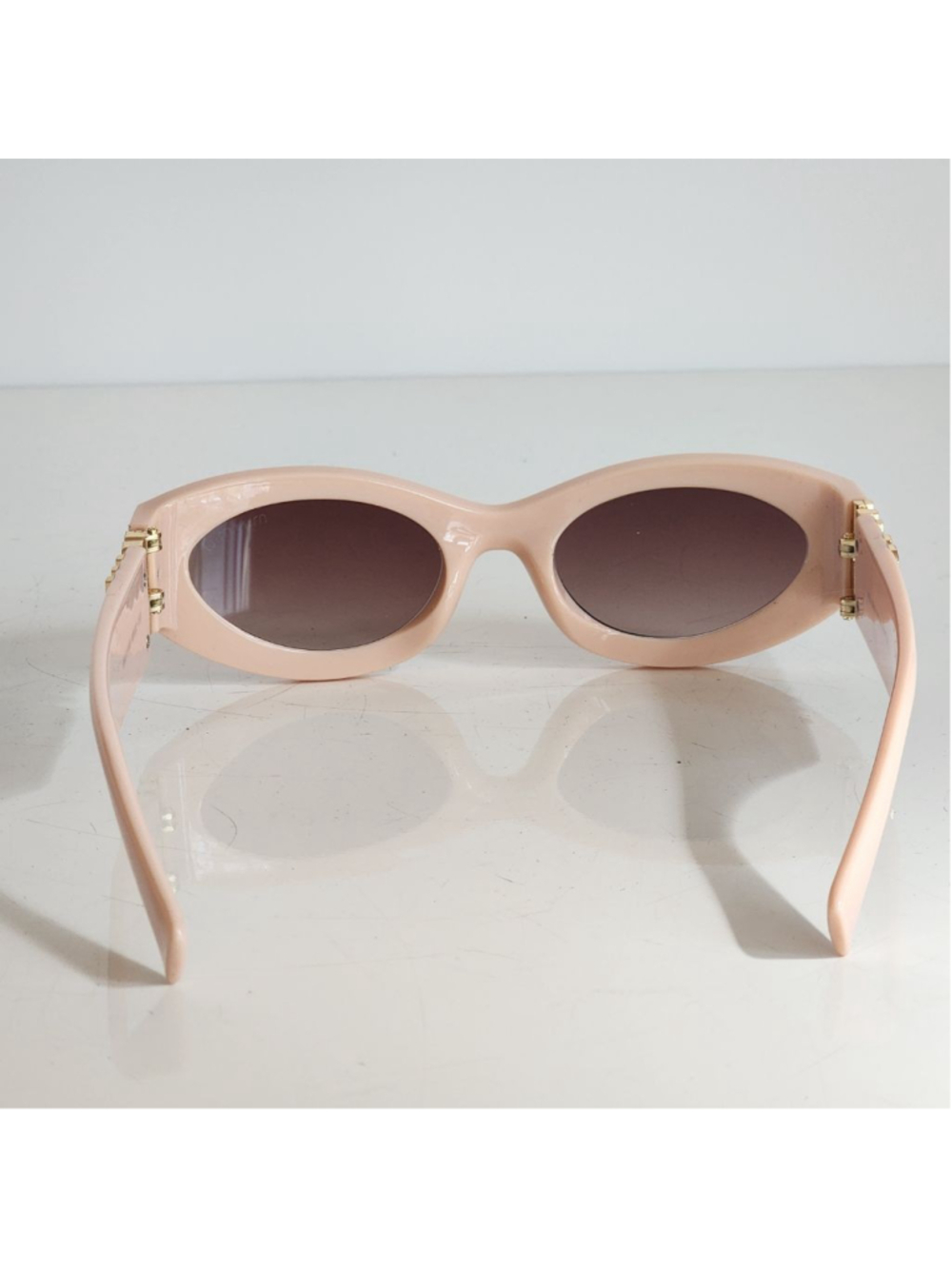 MIU MIU NEW Pink Gold Oval Sunglasses SMU11WS - Picture 6 of 10